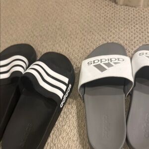Adidas Black and Gray Slide Sandals